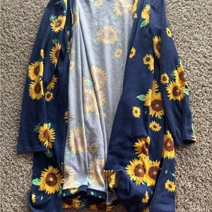 LuLaRoe Navy and Yellow Sunflower Cardigan